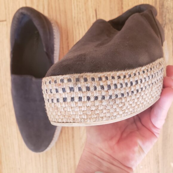 Vince Women's Wilden Black Suede Espadrille Platform Slip On Shoes Coastal 10 - Picture 7 of 10